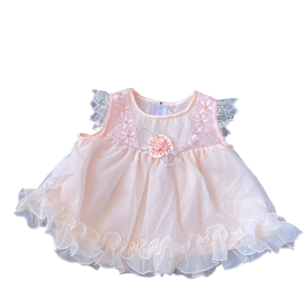 Pink silk and lace baby dress